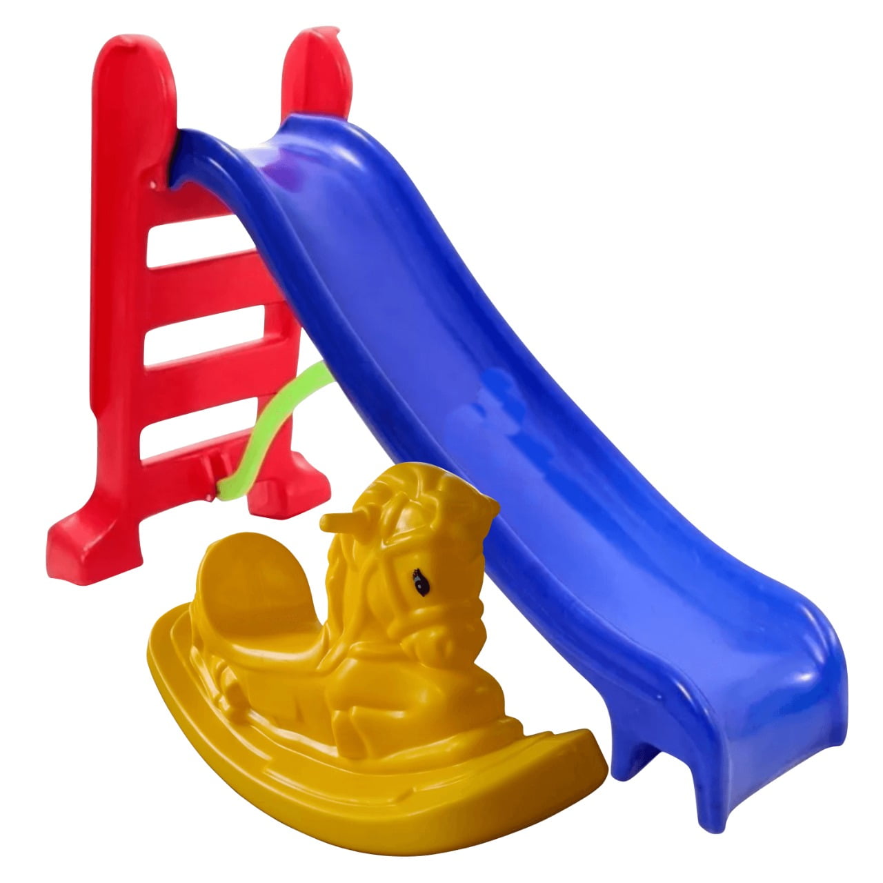 Pracinha Baby - Escorregador Infantil Médio Azul + Gangorra Cavalinho