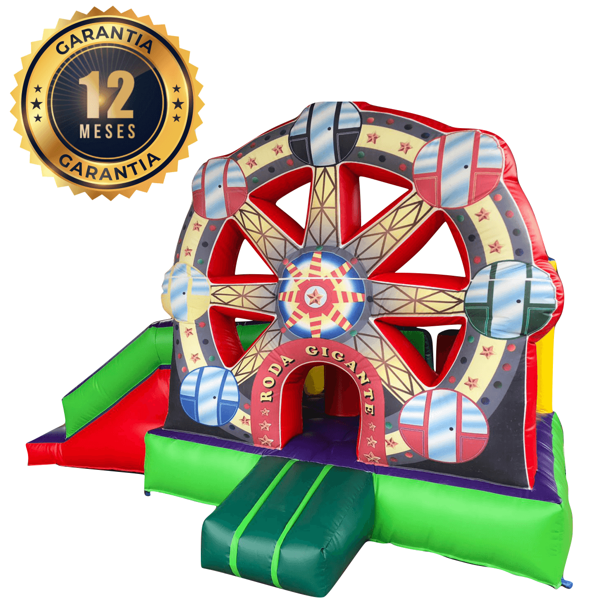 Castelo Pula Pula Com Tobogã e Brinquedos Internos Roda Gigante 