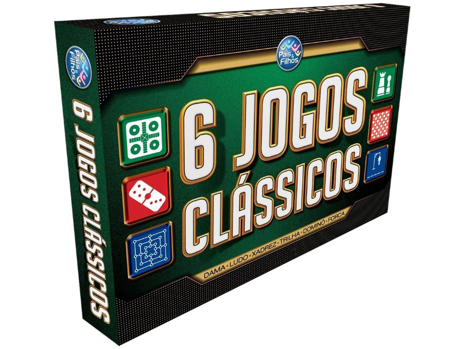 6 Jogos Clássicos- Xadrez, Dama, Dominó, Ludo, Trilha e Bingo