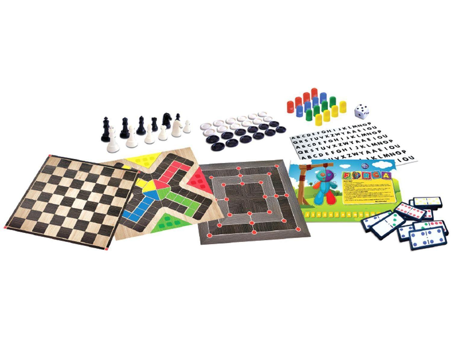 Kit Jogos de Tabuleiro Clássicos Turma Da Mônica Dama Ludo Xadrez