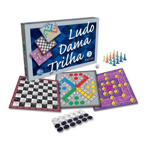 Jogos Damas Ludo E Trilha Caixa De Madeira Gala - 2212