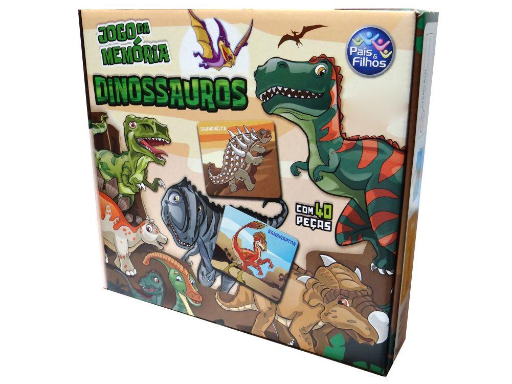 Jogo da Memória Dinossauros 54pcs em Madeira - Coluna-Bella Biju