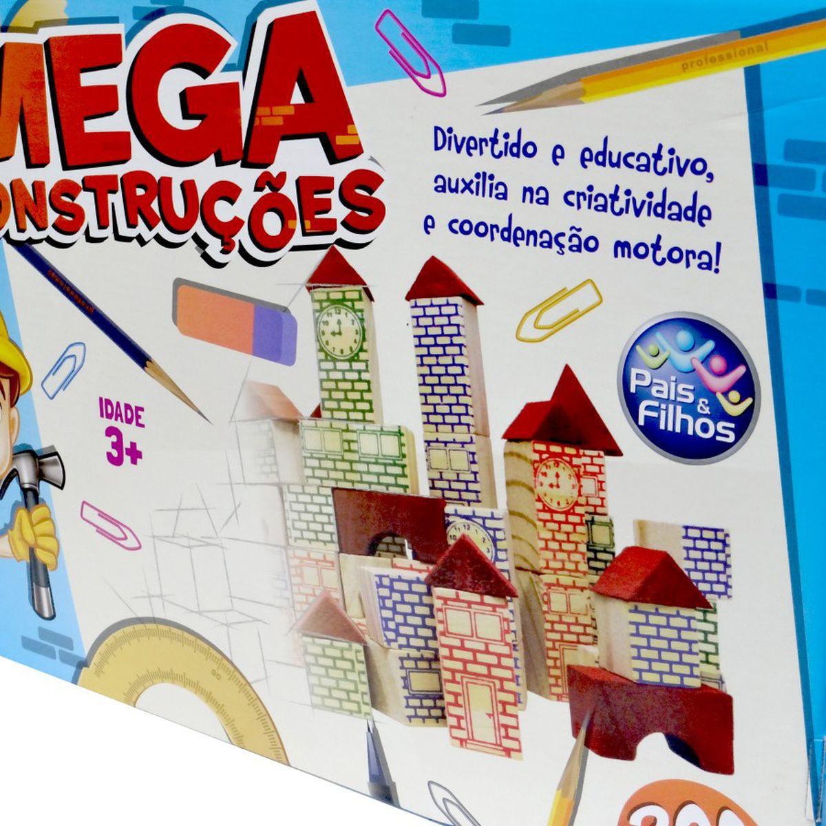 Jogo Mega Construções de Madeira com 76 Peças