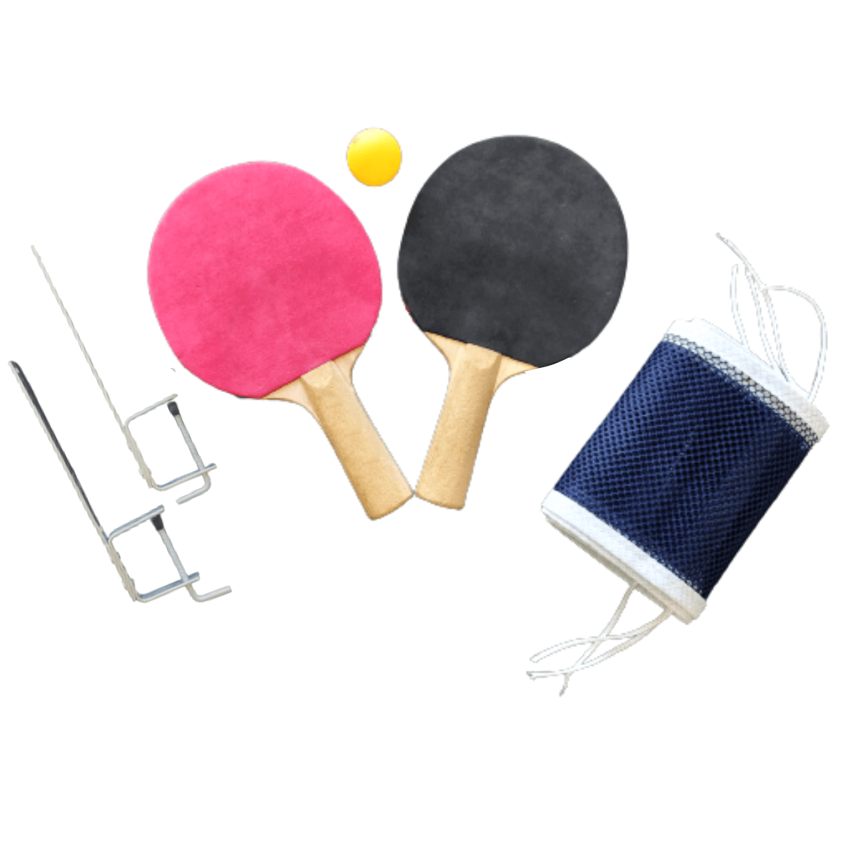 Kit Ping Pong Luxo - 2 Raquetes, 1 Bolinha + Rede com suportes
