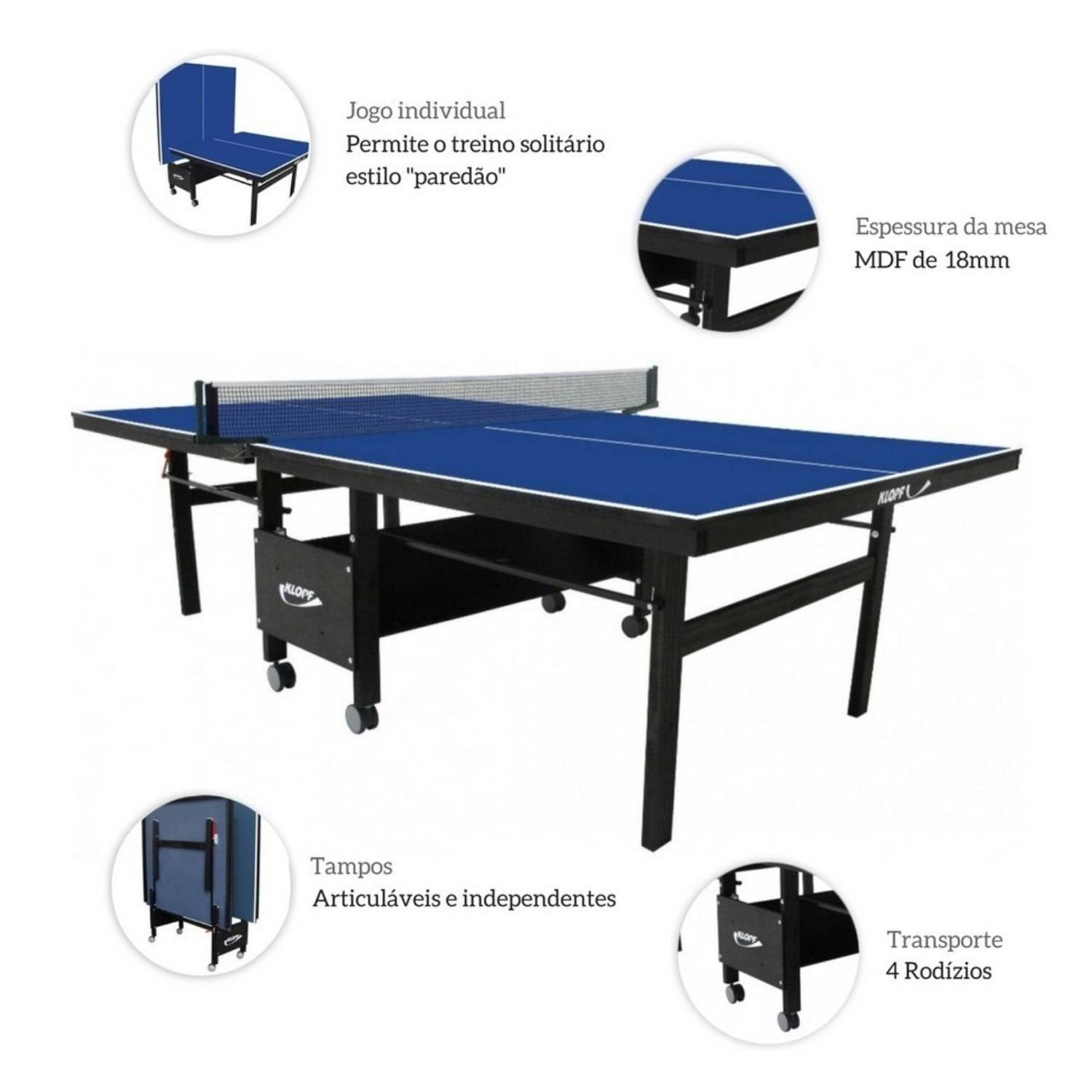 Mesa de Ping Pong Dobrável MDF 18mm (Paredão) - Cama Elástica RS