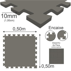Tatame (E.V.A) 0,50m x 0,50m de 20mm - Cinza