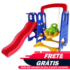 Playground 3 em 1 Colorido - Escorrega + Balanço + Basquete