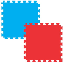 E.V.A Tatame de 1,00 x 1,00m de 20mm -  Azul Royal / Vermelho - Bicolor