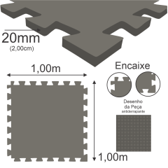 E.V.A Tatame de 1,00 x 1,00m de 20mm - Cinza Chumbo