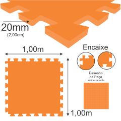 E.V.A Tatame de 1,00 x 1,00m de 20mm - Laranja