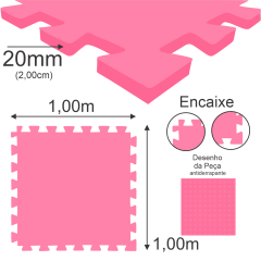 E.V.A Tatame de 1,00 x 1,00m de 20mm - Rosa Pink