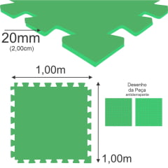 E.V.A Tatame de 1,00 x 1,00m de 20mm - Verde Escuro / Verde Claro - Bicolor