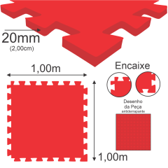 E.V.A Tatame de 1,00 x 1,00m de 20mm - Vermelho