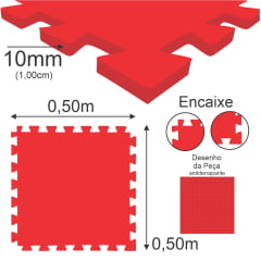 Tatame (E.V.A) 0,50m x 0,50m de 10mm - Vermelho