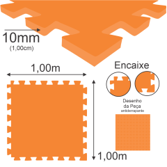 Tatame (E.V.A) 1,00m x 1,00m de 10mm - Laranja