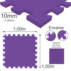 Tatame (E.V.A) 1,00m x 1,00m de 10mm - Roxo