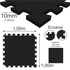 Tatame (E.V.A) 1,00m x 1,00m de 10mm - Preto