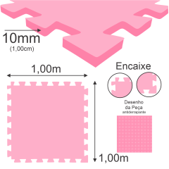 Tatame (E.V.A) 1,00m x 1,00m de 10mm - Rosa Bebe