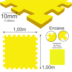 Tatame (E.V.A) 1,00m x 1,00m de 10mm - Amarelo