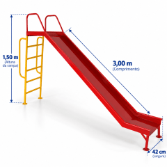 Escorregador de 3m Playground de Ferro Colorido