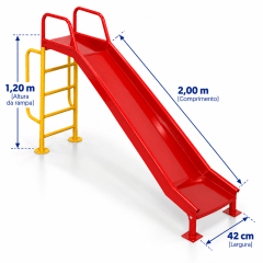 Escorregador 2m Playground de Ferro Colorido 